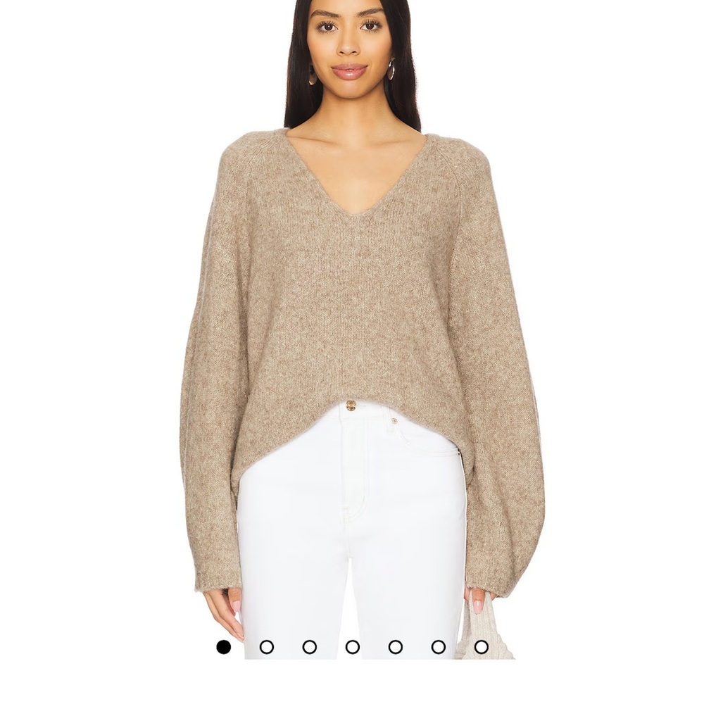 Tan V-Neck Knit Sweater for Versatile Style